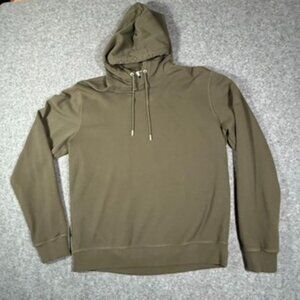 Asket Hoodie Sz XL Short Heavyweight Cotton Olive Green Army Comfy Basic NWOT
